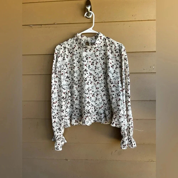 Abound Floral Ruffle Long Sleeve Blouse - Size Large - Picture 1 of 3